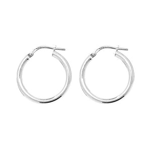 Silver 15mm Plain Polished Hoop - E Bixby Jewellers