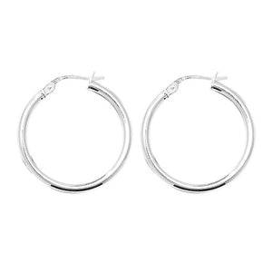 Silver 20mm Plain Polished Hoop Earrings - E Bixby Jewellers