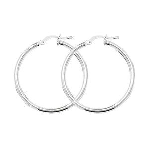 Silver 25mm Polished Hoop Earrings - E Bixby Jewellers