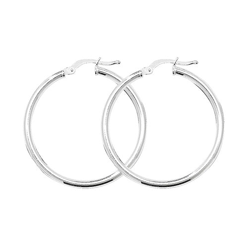 Silver 25mm Polished Hoop Earrings - E Bixby Jewellers