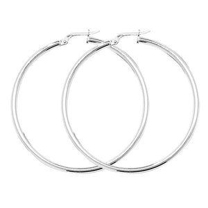 Silver 40mm Plain Polished Hoop Earrings - E Bixby Jewellers