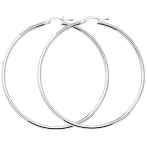 Silver 50mm Plain Polished Hoop Earrings - E Bixby Jewellers