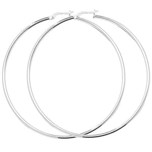 Silver 60mm Plain Polished Hoop Earrings - E Bixby Jewellers