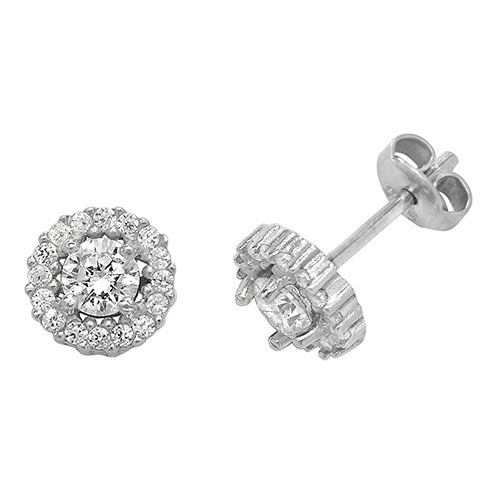 Silver Round Cz Stud Earrings - E Bixby Jewellers