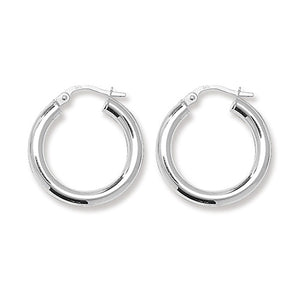 Silver 15mm Polished Hoop Earrings - E Bixby Jewellers