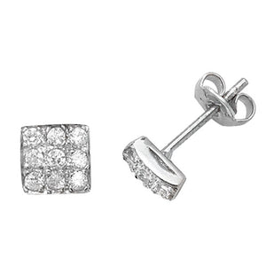 Silver Square Cz Stud Earrings - E Bixby Jewellers