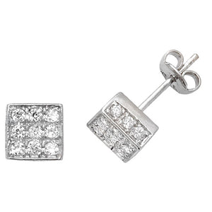 Silver Square Cz Stud Earrings - E Bixby Jewellers