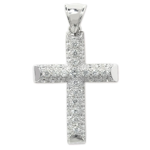 Silver Cubic Zirconia Stone Set Cross - E Bixby Jewellers