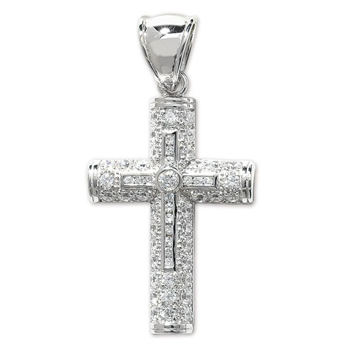 Silver Cubic Zirconia Stone Set Cross - E Bixby Jewellers