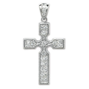 Silver Cubic Zirconia Stone Set Cross - E Bixby Jewellers