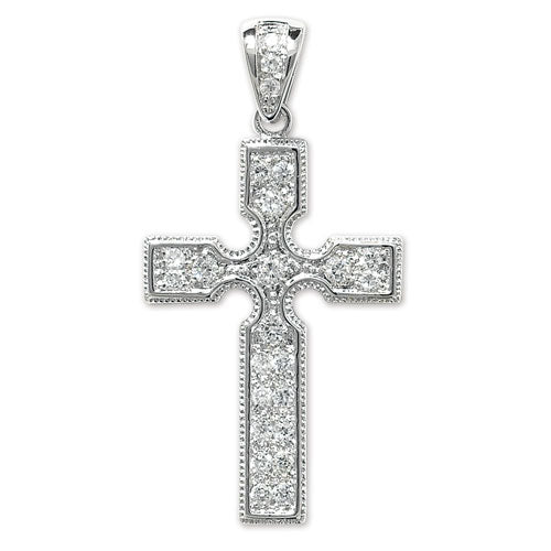 Silver Cubic Zirconia Stone Set Cross - E Bixby Jewellers