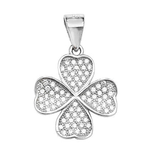 Silver Charm/Pendant Stone Set Four Leaf Clover - E Bixby Jewellers