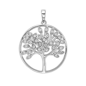 Silver Cubic Zirconia Stone Set Tree of Life Pendant - E Bixby Jewellers