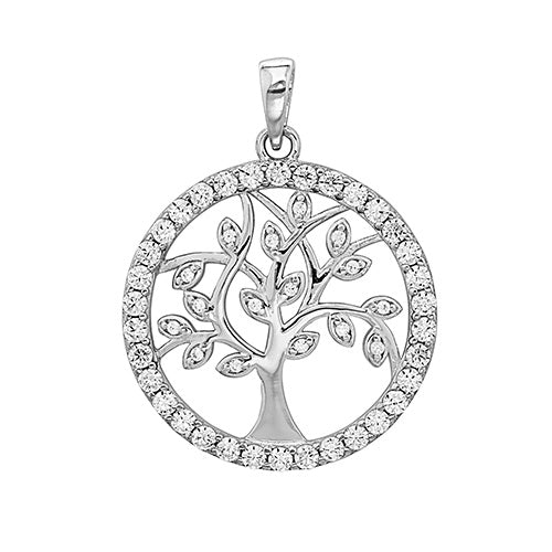 Silver Cubic Zirconia Stone Set Tree of Life - E Bixby Jewellers