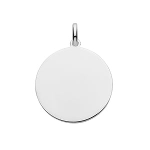 Silver Round 22mm Plain Polished Engravable Pendant - E Bixby Jewellers