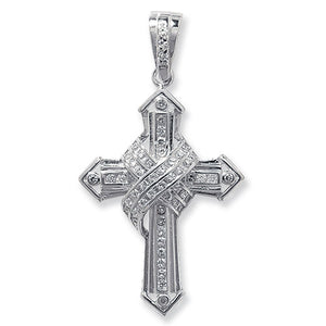 Silver Cubic Zirconia Stone Set Cross - E Bixby Jewellers