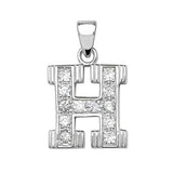 Silver CZ Set Initial Pendant - E Bixby Jewellers