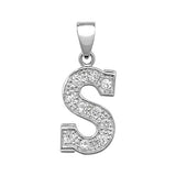 Silver CZ Set Initial Pendant - E Bixby Jewellers