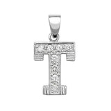 Silver CZ Set Initial Pendant - E Bixby Jewellers