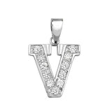 Silver CZ Set Initial Pendant - E Bixby Jewellers