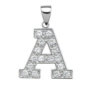 Silver CZ Set Initial Pendant - E Bixby Jewellers