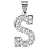 Silver CZ Set Initial Pendant - E Bixby Jewellers