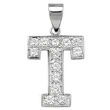 Silver CZ Set Initial Pendant - E Bixby Jewellers