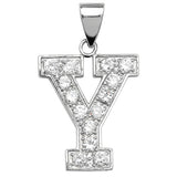 Silver CZ Set Initial Pendant - E Bixby Jewellers