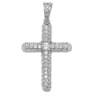 Silver Cubic Zirconia Stone Set Cross - E Bixby Jewellers