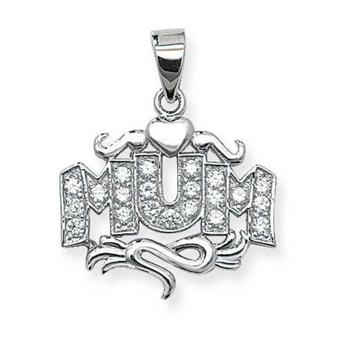 Silver Fancy Cubic Zirconia Stone Set Mum Pendant - E Bixby Jewellers