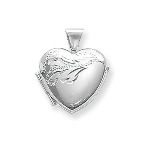 Silver Half Engraved Locket - E Bixby Jewellers