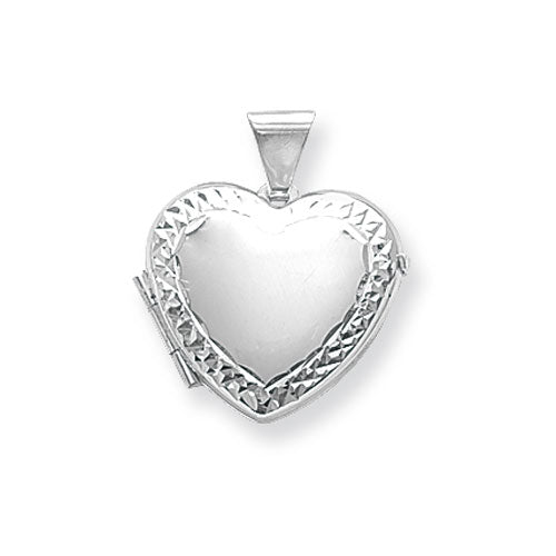 Silver Engraved Edge Heart Shape Locket - E Bixby Jewellers