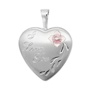 Silver Pink Flower Heart Shape Locket - E Bixby Jewellers