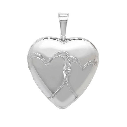 Silver Engraved Engraved Double Heart Locket - E Bixby Jewellers