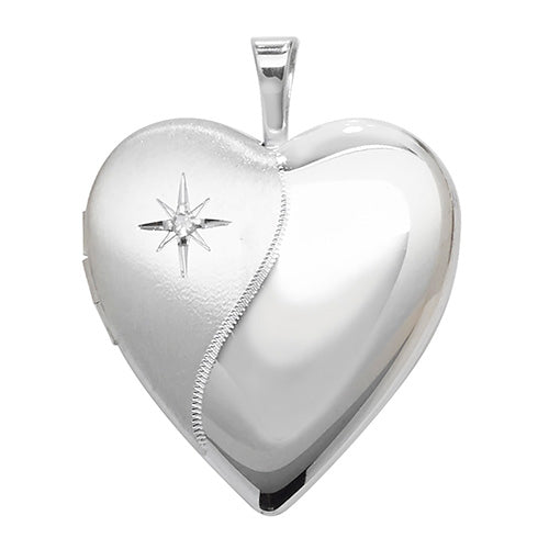 Silver Heart Shape Medium Size Diamond Set Locket - E Bixby Jewellers