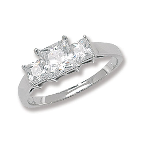 Silver Ladies Princess Cut CZ Ring - E Bixby Jewellers