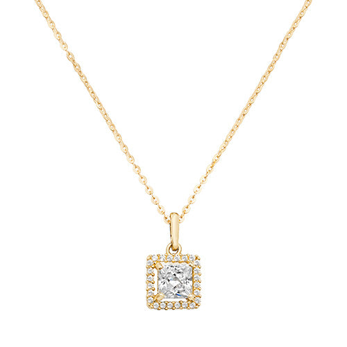 9ct Yellow Gold Ladies CZ Pendant with Chain - E Bixby Jewellers