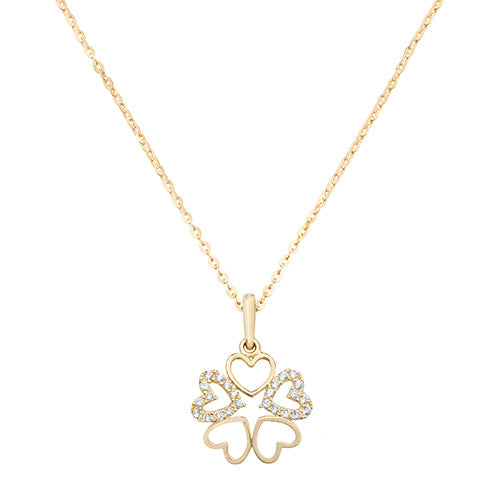 9ct Yellow Gold Ladies CZ Pendant with Chain - E Bixby Jewellers