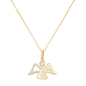 9ct Yellow Gold Cz Pendant with Chain - E Bixby Jewellers