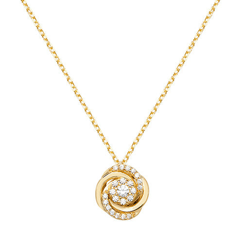 9ct Yellow Gold CZ Pendant with Chain - E Bixby Jewellers