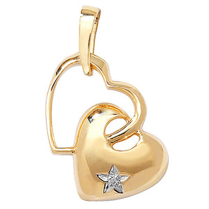 9ct Yellow Gold Diamond Heart Star Set Pendant - E Bixby Jewellers