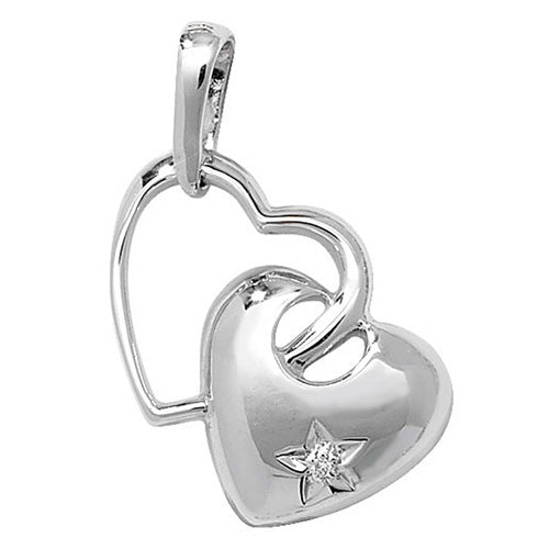 9ct White Gold Diamond Heart Star Set Pendant - E Bixby Jewellers