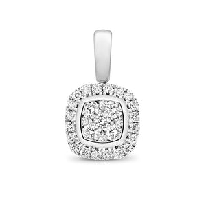 9ct White Gold Diamond Pendant Cushion - E Bixby Jewellers