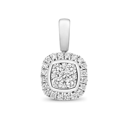 9ct White Gold Diamond Pendant Cushion - E Bixby Jewellers