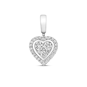 9ct White Gold Diamond Cluster Heart Pendant - E Bixby Jewellers