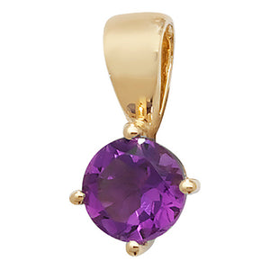 9ct Yellow Gold Amethyst Claw Set Pendant - E Bixby Jewellers