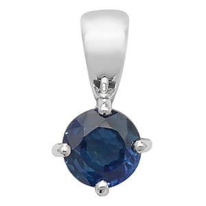 9ct White Gold Round 5mm Sapphire Claw Set Pendant - E Bixby Jewellers