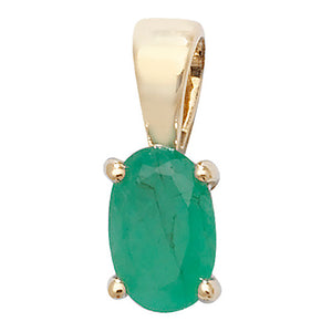 9ct Yellow Gold Emerald Claw Set Pendant - E Bixby Jewellers