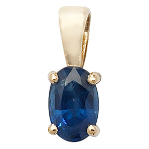 9ct Yellow Gold Oval 6x4 Sapphire Claw Set Pendant - E Bixby Jewellers