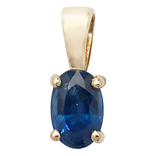 9ct Yellow Gold Oval 6x4 Sapphire Claw Set Pendant - E Bixby Jewellers